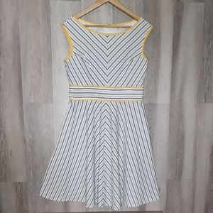 London Style Womens 10 A‎ Line Dress Knee Length Stripe Seersucker